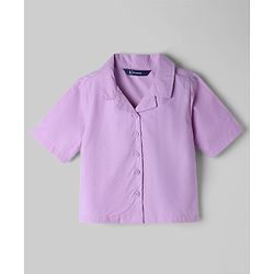 Pine Kids 100% Cotton Knit Half Sleeves Solid Shirt Style Top With Inner Tee - Lavender