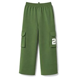 Pine Kids Cotton Knit Full Length Striped Lounge & Track Pant With Side Pockets - Olive Green