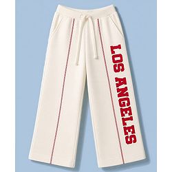 Pine Kids Knit Full Length Text Printed Lounge Pant - OffWhite