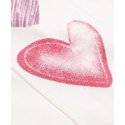 Pine Kids Cotton Blend Knit Full Length Track Pant with Hearts Print in Offwhite