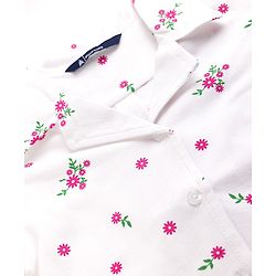 Pine Kids 100% Cotton Knit Top with Half Sleeves and Floral Print in White