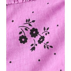 Pine Kids Cotton Knit Full Sleeves Top with Frill Detailing and Floral Print - Fuchsia