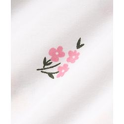 Pine Kids Cotton Knit Tops with Full Sleeves and Floral Print in White