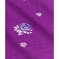 Pine Kids Cotton Knit Half  Sleeves Top with Floral Print - Purple