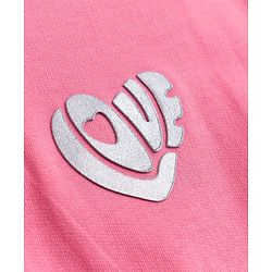 Pine Kids Cotton Knit Winter Dress with Full Sleeves and Love Print - Pink