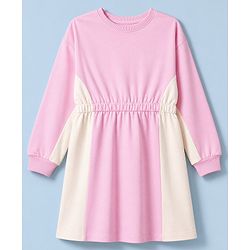Pine Kids Cotton Knit Winter Frock with Full Sleeves and Believe In Yourself Print in Pink for 4-5 Years