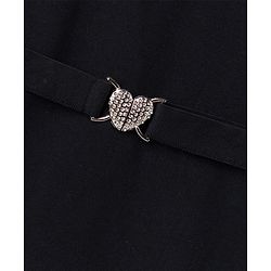 Pine Kids Cotton Knit Full Sleeves  Sweatshirt Winter Frock with Text Glitter Print & Belt - Black