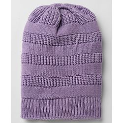 Pine Kids Knit Woollen Caps and Sets With Cable Knit Design in Lilac - Diameter 15 cm