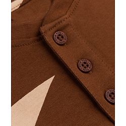 Pine Kids Cotton Knit Full Sleeves T-Shirt & Pyjama Co-ords Night Suit With Star Print - Brown