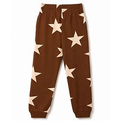 Pine Kids Cotton Knit Full Sleeves T-Shirt & Pyjama Co-ords Night Suit With Star Print - Brown