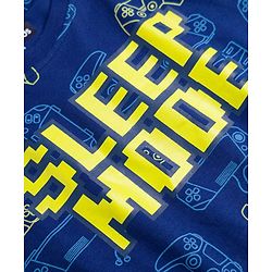 Pine Kids Cotton Knit Half Sleeves Game Controller & Text Printed T-Shirt & Pajama Night Suit - Navy