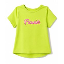 Pine Kids Cotton Knit Half Sleeves Floral Printed T-Shirt & Capri Night Suit - Lemon