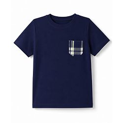 Pine Kids Cotton Knit Half Sleeves T-Shirt & Checked Pyjama Night Suit - Blue