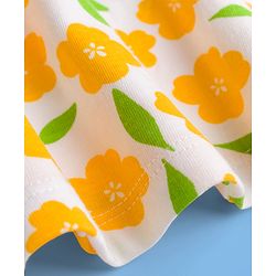 Pine Kids Cotton Knit Half Sleeves Floral Printed Frock - Yellow