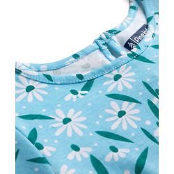 Pine Kids Cotton Knit Half Sleeves Floral Printed Dress -Light Blue