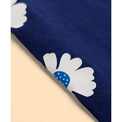 Pine Kids Cotton Knit Full Length Legging With Floral Print - Navy Blue