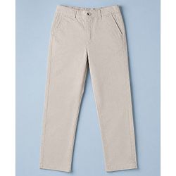 Pine Kids Cotton Elastane Woven Full Length Trouser in Cream