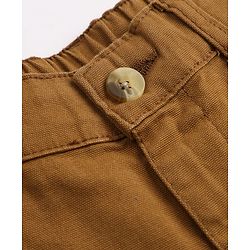 Pine Kids Cotton Elastane Woven Full Length Solid Trousers With Cargo Pockets in Brown