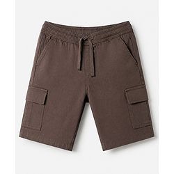 Pine Kids Cotton Elastane Woven Above Knee Length Shorts in Brown