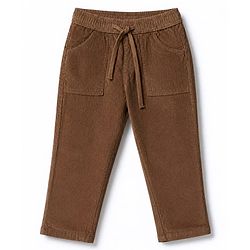 Pine Kids Cotton Elastane Full Length Trouser in Brown