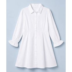 Pine Kids 100% Cotton Woven Full Sleeves Frock with Checked Jacket - White