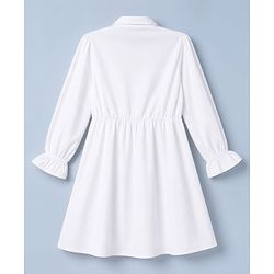 Pine Kids 100% Cotton Woven Full Sleeves Frock with Checked Jacket - White