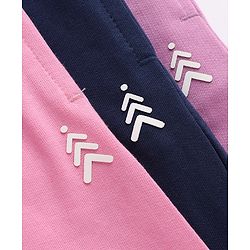 Pine Kids Knit Full Length Solid Lounge Pants Pack Of 3 - Pink Lilac & Navy Blue