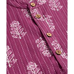 Pine Kids Cotton Woven Full Sleeves Kurta With Floral Print -Purple