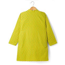 Pine Kids 100% Cotton Woven Full Sleeves Printed Kurta - Lime Green
