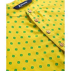 Pine Kids 100% Cotton Woven Full Sleeves Printed Kurta - Lime Green