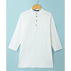 Pine Kids Cotton Woven Full Sleeves Solid Colour Kurta - White