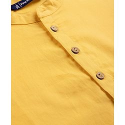 Pine Kids Cotton Woven Full Sleeves Solid Colour Kurta - Mustard