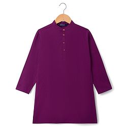 Pine Kids Cotton Woven Full Sleeves Solid Colour Kurta - Wine