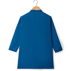 Pine Kids Cotton Woven Full Sleeves Solid Colour Kurta - Navy Blue