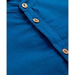 Pine Kids Cotton Woven Full Sleeves Solid Colour Kurta - Navy Blue
