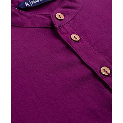 Pine Kids Cotton Woven Full Sleeves Solid Kurta Pyjama Set - Wine