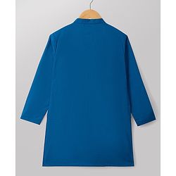 Pine Kids Cotton Woven Full Sleeves Solid Kurta Pyjama Set - Navy Blue