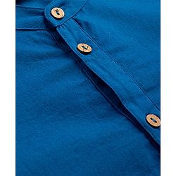 Pine Kids Cotton Woven Full Sleeves Solid Kurta Pyjama Set - Navy Blue