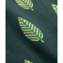 Pine Kids Woven Full Sleeves Kurta Pyjama Set With Leaf Embroidery - Green