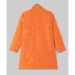 Pine Kids Woven Full Sleeves Printed Kurta Pyjama Set - Orange
