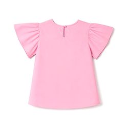 Pine Kids Cotton Woven Half Flutter Sleeves Floral Embroidered - Pink
