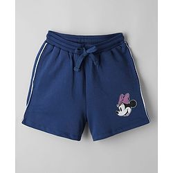 Pine Kids Disney Terry Knit Half Sleeves T-shirt and Shorts With Minnie Mouse Graphic - Navy