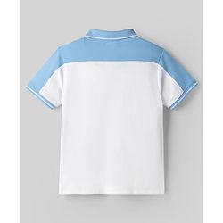 Pine Kids Marvel Cotton Knit Pique Polo T-Shirt with Half Sleeves and Captain America Print - White