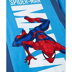 Pine Kids Marvel 100% Cotton Single Jersey Knit T-Shirt with Raglan Half Sleeves and Spider Man Graphic Print - Blue
