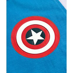 Pine Kids Marvel Single Jersey Knit T-Shirt with Half Sleeves and Front & Back Captain America Print - Blue