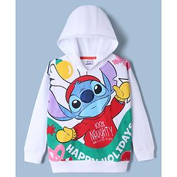 Pine Kids Disney Terry Knit Sweatshirts With Full Sleeves and Stitch Print in Front & Back - White