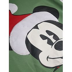 Pine Kids Disney 100% Cotton Terry Knit Oversized Hooded Sweatshirt with Full Sleeves and Mickey Mouse Print - Olive Green