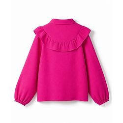 Pine Kids Woven Tops with Full Sleeves and Ruffled Detail - Dark Pink