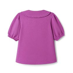 Pine Kids Cotton Woven Half Sleeves Solid Top with Puffed Sleeve - Purple