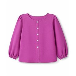 Pine Kids Woven Top with Full Sleeves - Purple